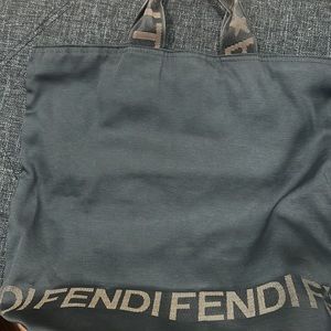 Fendi AUTHENTIC Vintage Roma Logo Black Tote Bag